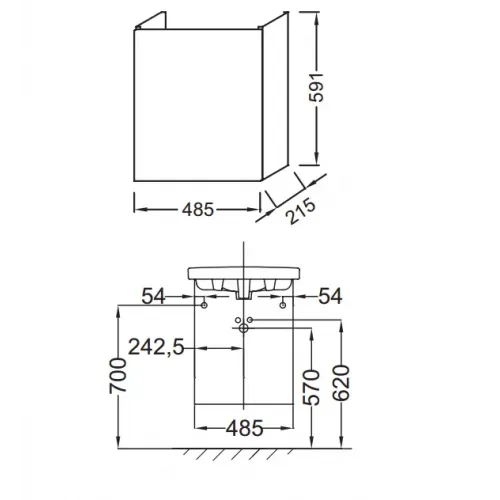 Модуль под раковину Odeon Up 48,5х21,5х59,1 см, серый антрацит EB863-N14 Jacob Delafon