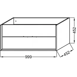 Модуль под раковину Vivienne 100х46х45 см, 2 ящика, без ручек, корпус дуб табак, фасад насыщенный серый сатин EB1585-E52-S40 Jacob Delafon