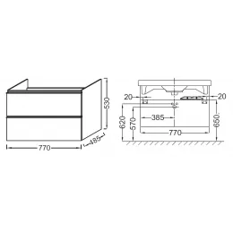 Модуль под раковину Odeon Up 77х48,5х53 см, серый бетон EB895-N26 Jacob Delafon