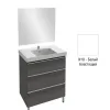 Комплект мебели для ванной Odeon Up 80 см, белый меламин, с 3 ящиками, с отверстием для смесителя, подвесной монтаж E4796-00+EB1098-NF+EB993-N18 Jacob Delafon