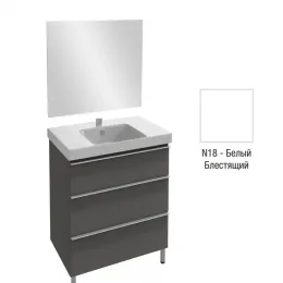 Комплект мебели для ванной Odeon Up 80 см, белый меламин, с 3 ящиками, с отверстием для смесителя, подвесной монтаж E4796-00+EB1098-NF+EB993-N18 Jacob Delafon