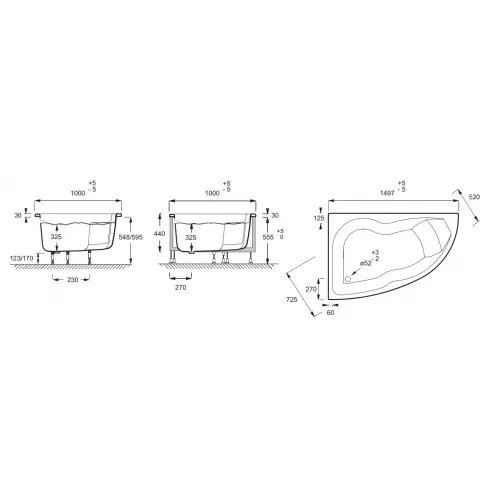 Акриловая ванна Micromega Duo 150х100 см, левосторонняя, с каркасом и панелью, асимметричная E60221-00 Jacob Delafon