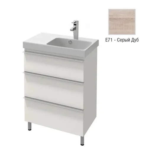 Модуль с раковиной Odeon Up 65 см, серый дуб, левосторонняя, подвесной монтаж E4758G-00+EB991G-E71 Jacob Delafon