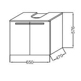 Модуль под раковину Struktura 65х47х58 см, белый блестящий, 2 дверцы EB1382-N18 Jacob Delafon