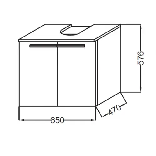 Модуль под раковину Struktura 65х47х58 см, белый блестящий, 2 дверцы EB1382-N18 Jacob Delafon