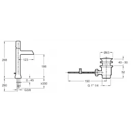 Смеситель для умывальника Toobi полированный никель, неповоротный излив, с донным клапаном E8990-BN Jacob Delafon