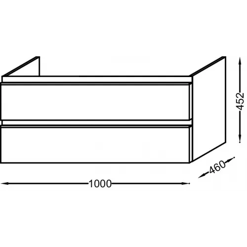 Модуль под раковину Vox 100х46х45,2 см, 2 ящика, белый глянцевый, встроенные ручки EB2026-RA-N18 Jacob Delafon