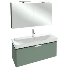 Комплект мебели для ванной Reve 120 см, белый блестящий, 1 ящик,с подсветкой, с 1 отверстием под смеситель, с подсветкой, подвесной монтаж E4800-00+EB798RU-G1C+EB1133-G1C Jacob Delafon