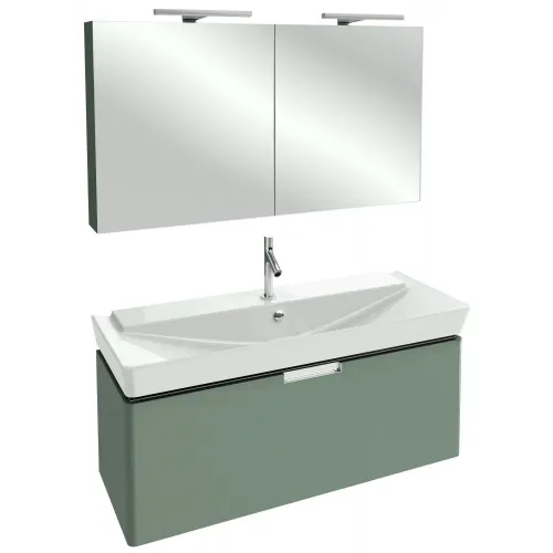 Комплект мебели для ванной Reve 120 см, белый блестящий, 1 ящик,с подсветкой, с 1 отверстием под смеситель, с подсветкой, подвесной монтаж E4800-00+EB798RU-G1C+EB1133-G1C Jacob Delafon