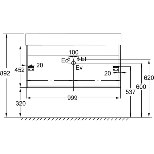 Модуль под раковину Vivienne 99,9х45,2х45,2 см, 2 ящика, дуб давос натуральный EB1668-E75-E75 Jacob Delafon