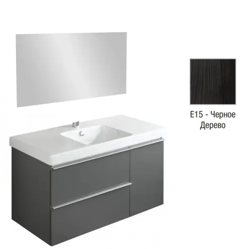 Комплект мебели для ванной Odeon Up 120 см, черное дерево меламин, с 2-мя выдвижными ящиками, 1 дверцей справа, подвесной монтаж EB1084-NF+EB891-E15+E4731-00 Jacob Delafon