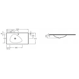 Встраиваемая сверху раковина Nouvelle Vague 100х51,5 см, матовый белый, стекло, с отв. под смеситель EB3021-DE1 Jacob Delafon