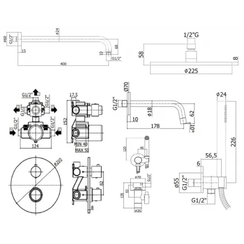 Комплект для ванны PAFFONI Light KITZLIQ019BO045