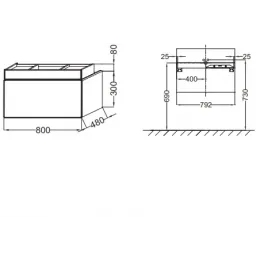 Модуль под раковину Terrace 80х48х38 см, сливовый блестящий, верхний ящик из цельного дерева, система push-to-open EB1186-F26 Jacob Delafon