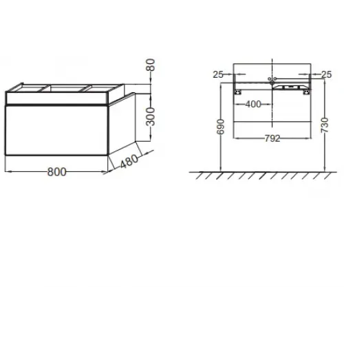 Модуль под раковину Terrace 80х48х38 см, сливовый блестящий, верхний ящик из цельного дерева, система push-to-open EB1186-F26 Jacob Delafon