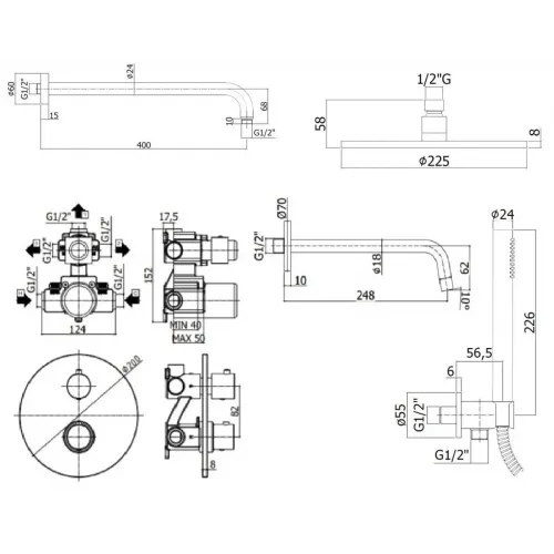 Комплект для ванны PAFFONI Light KITLIQ019NO046