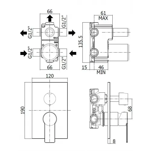 Смеситель для душа Paffoni Tango TA019CR/M