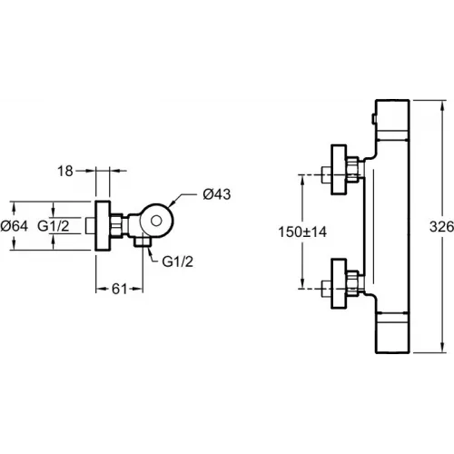 Настенный смеситель без излива Rivoli без лейки, термостат E24324-CP Jacob Delafon