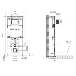 Комплект унитаза с инсталляцией Struktura клавиша белая, с микролифтом, безободковый, быстросъемное, с кнопкой E29025-NF-50 Jacob Delafon