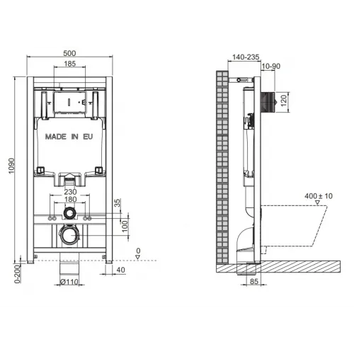 Комплект унитаза с инсталляцией Struktura клавиша белая, с микролифтом, безободковый, быстросъемное, с кнопкой E29025-NF-50 Jacob Delafon