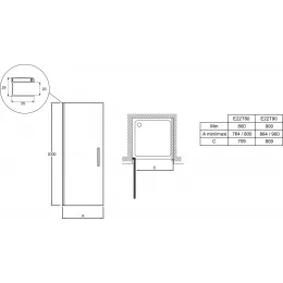 Душевая дверь в нишу Contra 90х200 см, матовый, реверсивная, 6 мм, черный профиль E22T90-BL Jacob Delafon