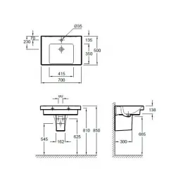 Модуль с раковиной Odeon Up 70 см, серый дуб, подвесной монтаж E4732-00+EB890-E71 Jacob Delafon