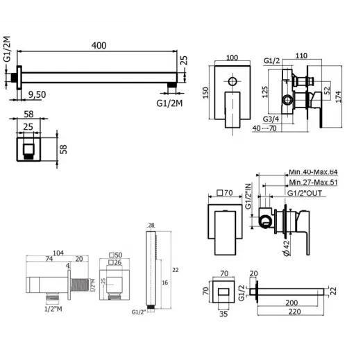 Комплект для душа Plumberia Selection TAG KITTG15CR220