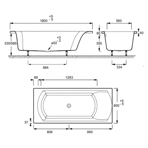 Акриловая ванна Ove 180х80 см E60143RU-00 Jacob Delafon