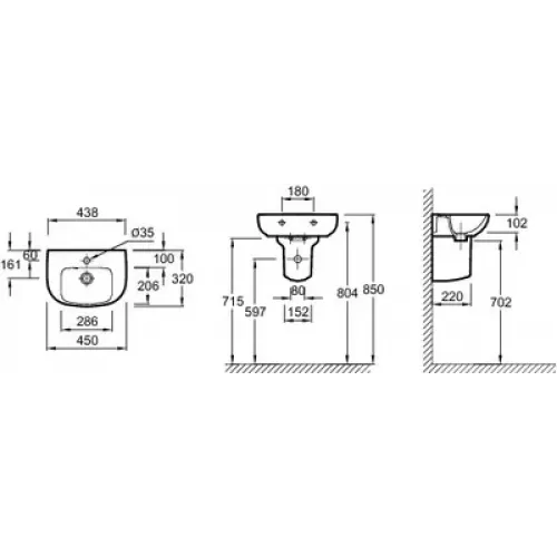 Комплект мебели для ванной Odeon Up 50 см, квебекский дуб, высокое зеркало без подсветки, 1 дверца, подвесной монтаж EB1081-NF+E4760-00+EB999D-E10 Jacob Delafon