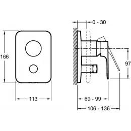 Встраиваемый в стену смеситель без излива Aleo+ 2 функции E98718RU-CP Jacob Delafon