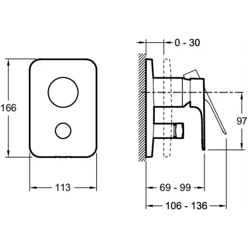 Встраиваемый в стену смеситель без излива Aleo+ 2 функции E98718RU-CP Jacob Delafon