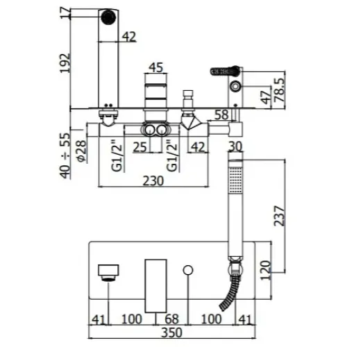 Смеситель для ванны с душем Paffoni Elle EL001CR
