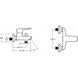 Комплект смесителей Oscar матовый, лейка 5 режимов, чёрный цвет, для раковины, для ванны и душа, душевой гарнитур E29845RU-BL Jacob Delafon