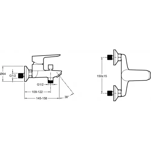 Комплект смесителей Oscar матовый, лейка 5 режимов, чёрный цвет, для раковины, для ванны и душа, душевой гарнитур E29845RU-BL Jacob Delafon