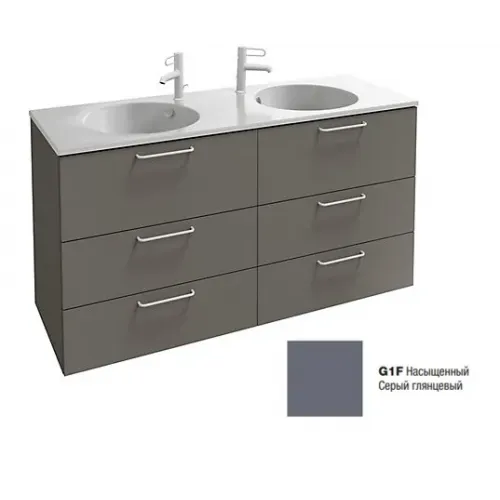 Модуль под раковину Odeon Rive Gauche 140х50,8х73,9 см, 6 ящиков, насыщенный серый глянцевый, медные ручки EB2536-R7-G1F Jacob Delafon