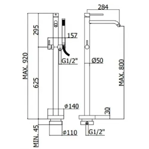 Смеситель для ванны с душем Paffoni Light LIG032NO