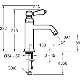 Смеситель для умывальника Louise матовое, неповоротный излив, золото, без донного клапана E24360-BCN Jacob Delafon