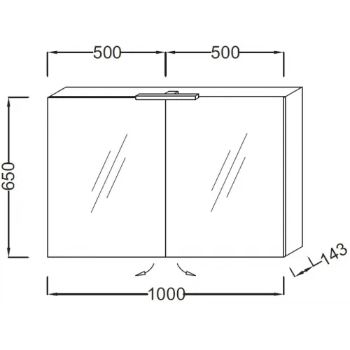 Зеркало 100х65 см, шкаф, серый антрацит, 2 стеклянные полки на отделение, с подсветкой EB797RU-N14 Jacob Delafon