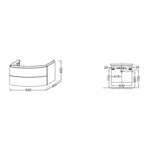 Модуль под раковину Presqu'ile 83х45х45,2 см, палисандр шпон, 2 выдвижных ящика EB1104-V13 Jacob Delafon