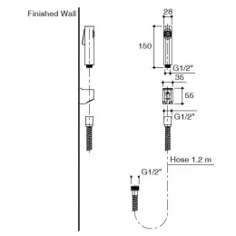 Лейка для гигиенического душа Cuff с держателем и шлангом, металл E98100-CP Jacob Delafon