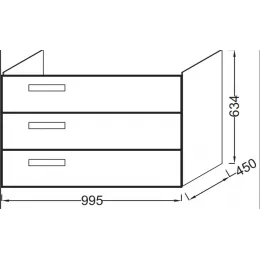 Модуль под раковину Rythmik 99,5х45х63,4 см, малиновый глянцевый, 3 выдвижных ящика EB1310-R3 Jacob Delafon