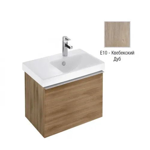Модуль с раковиной Odeon Up 65 см, квебекский дуб, 1 выдвижной ящик, с левым крылом, подвесной монтаж E4758G-00+EB886-E10 Jacob Delafon