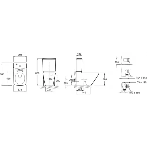 Унитаз-компакт Escale 39,5х68 см, 3/6 л, нижняя подводка, универсальный выпуск, с сиденьем 19038W-00+E1416-00 Jacob Delafon