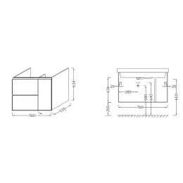 Модуль под раковину Soprano 76х53,5х63,4 см, 2 ящика + 1 дверца, медный бетон EB1330-N28 Jacob Delafon
