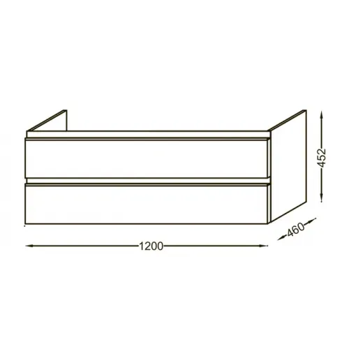 Модуль под раковину Vox 120х46х45,2 см, ореховое дерево, 2 ящика, встроенные ручки EB2021-RA-E16 Jacob Delafon