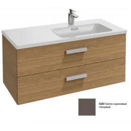 Модуль под раковину Vox 100х46х45,2 см, светло-коричневый глянцевый, раковина справа, 2 ящика, прямая ручка EB2076-R4-G80 Jacob Delafon