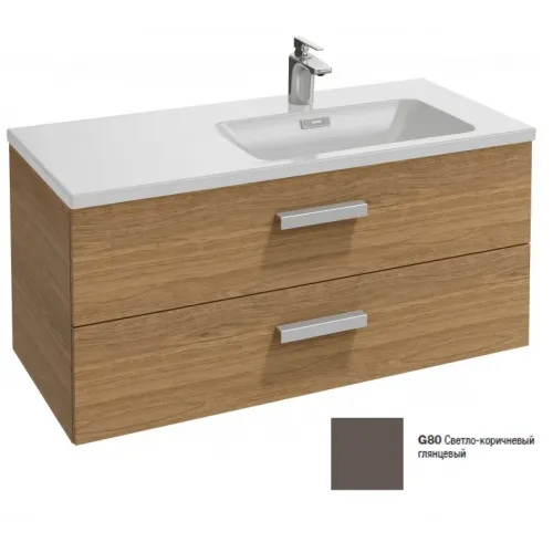 Модуль под раковину Vox 100х46х45,2 см, светло-коричневый глянцевый, раковина справа, 2 ящика, прямая ручка EB2076-R4-G80 Jacob Delafon