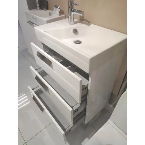 Модуль с раковиной Rythmik 60 см, с ножками, белый глянцевый, выставочный образец, подвесной монтаж EB1306-N18+EXR112-Z-00+EB1313-NF/У Jacob Delafon