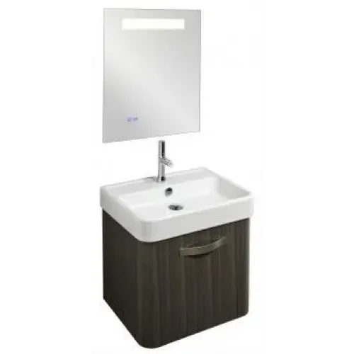 Комплект мебели для ванной Replay 60 см, серый ясень, 1 ящик, с часами, с подсветкой, подвесной монтаж E4489-00+EB1158-NF+EB1070-270 Jacob Delafon