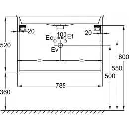 Модуль под раковину Tolbiac 79х46х52 см, 2 ящика, дуб давос натуральный EB2382-E75 Jacob Delafon